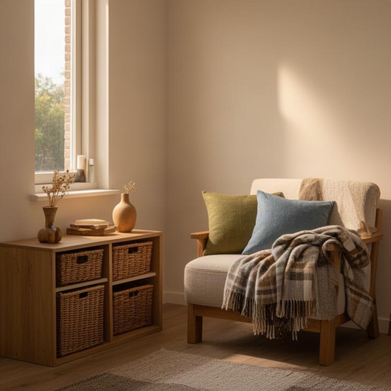 Rustig ingericht appartement in Drunen met naturel textiel, compacte meubels en warme accessoires