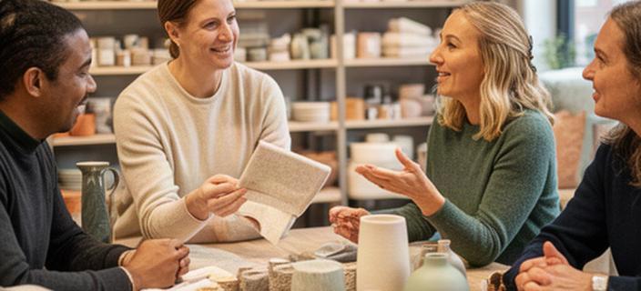 Team van H&R Thuis in de winkel in Drunen tijdens een gesprek over interieuradvies