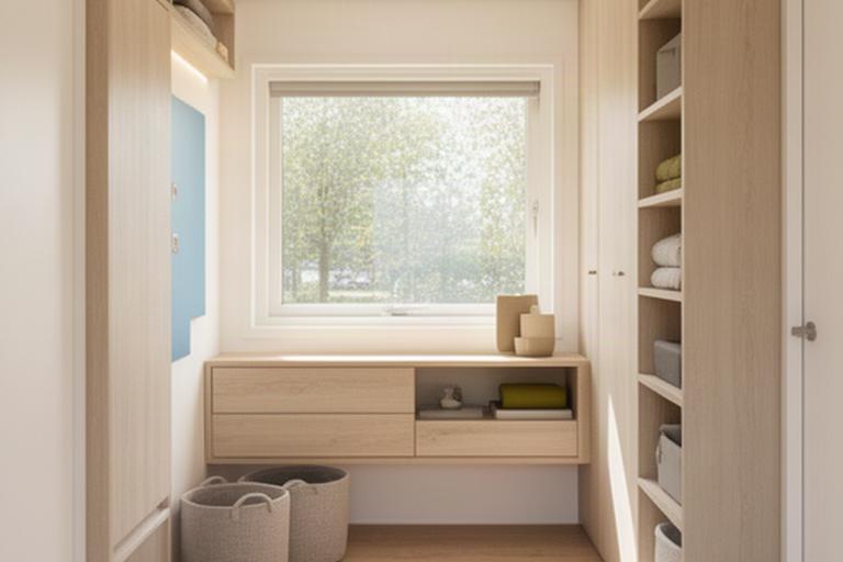 Tiny house in de omgeving van Drunen met ondiep dressoir en verticale wandopslag